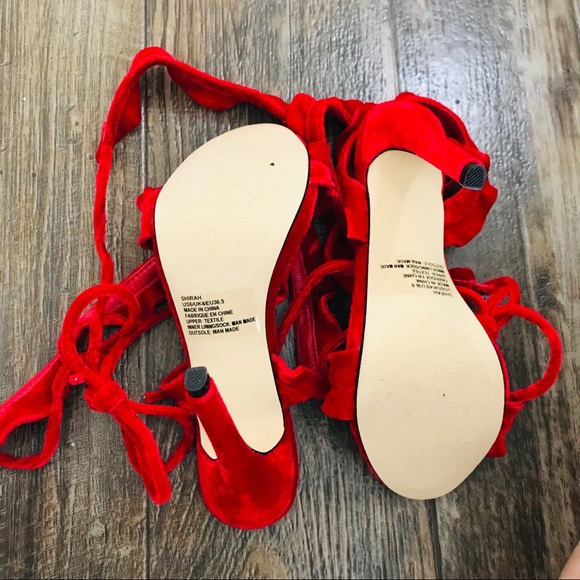 Red Stilettos with wrap around ankle - Picture 6 of 7